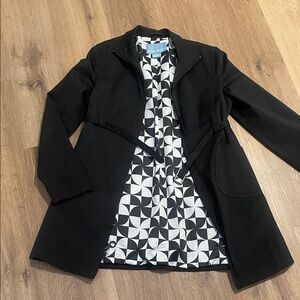 Nine West Black Belted Zip-Front Coat, Size Medium